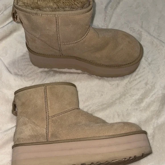 UGG Classic Beige Shearling Boots - Picture 3 of 4